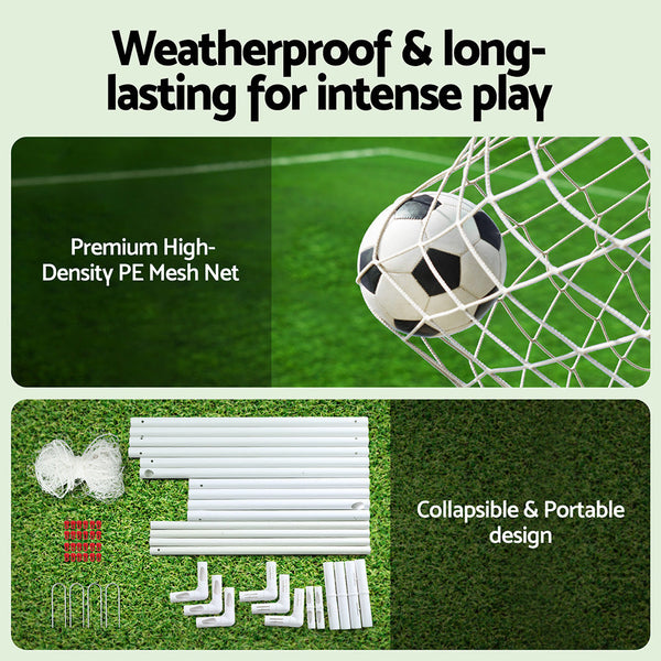 Everfit 8FT Soccer Football Goal Net UPVC Frame with PE Mesh Weatherproof Portable Goals for Backyard Training Competitive Play Everfit