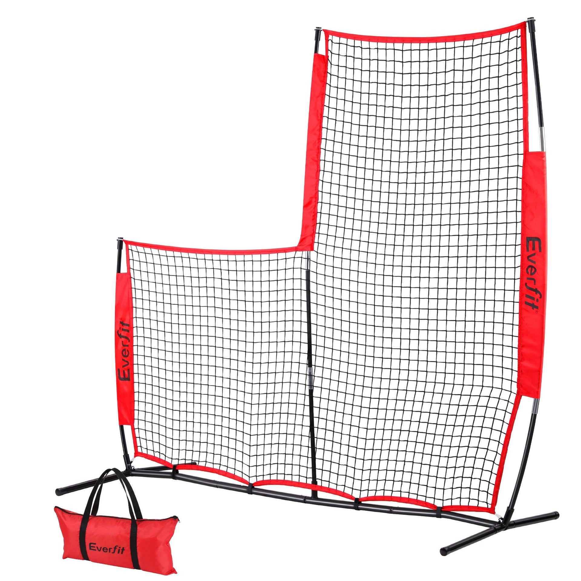 Everfit Baseball Pitching Net L Screen Softball Practice Portable Black Awezingly