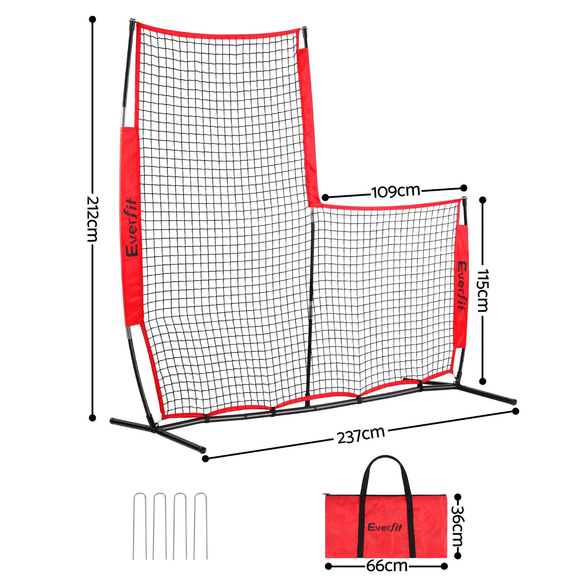 Everfit Baseball Pitching Net L Screen Softball Practice Portable Black Awezingly