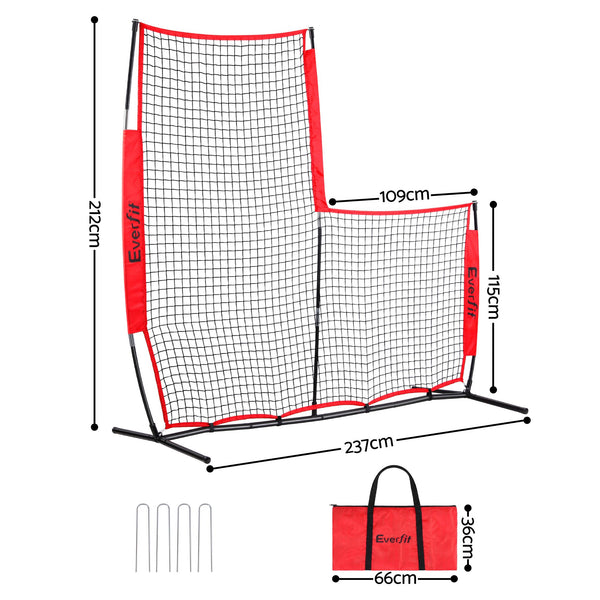Everfit Baseball Pitching Net L Screen Softball Practice Portable Black Awezingly