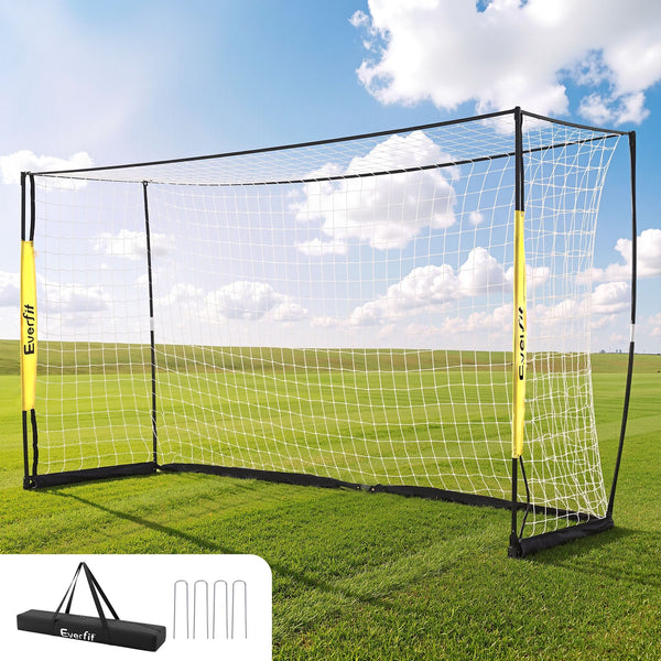Everfit Portable Soccer Goal Net Fibreglass Polyester 12x6ft Awezingly