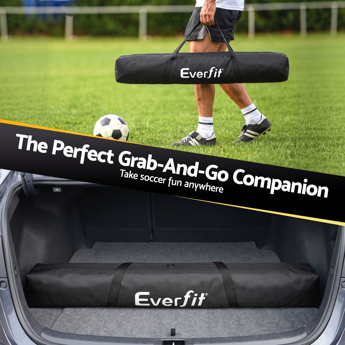 Everfit Portable Soccer Goal Net Fibreglass Polyester 12x6ft Awezingly