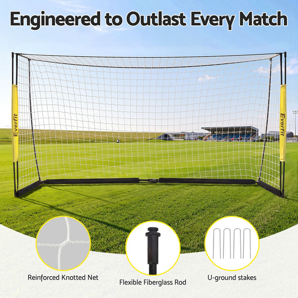 Everfit Portable Soccer Goal Net Fibreglass Polyester 12x6ft Awezingly