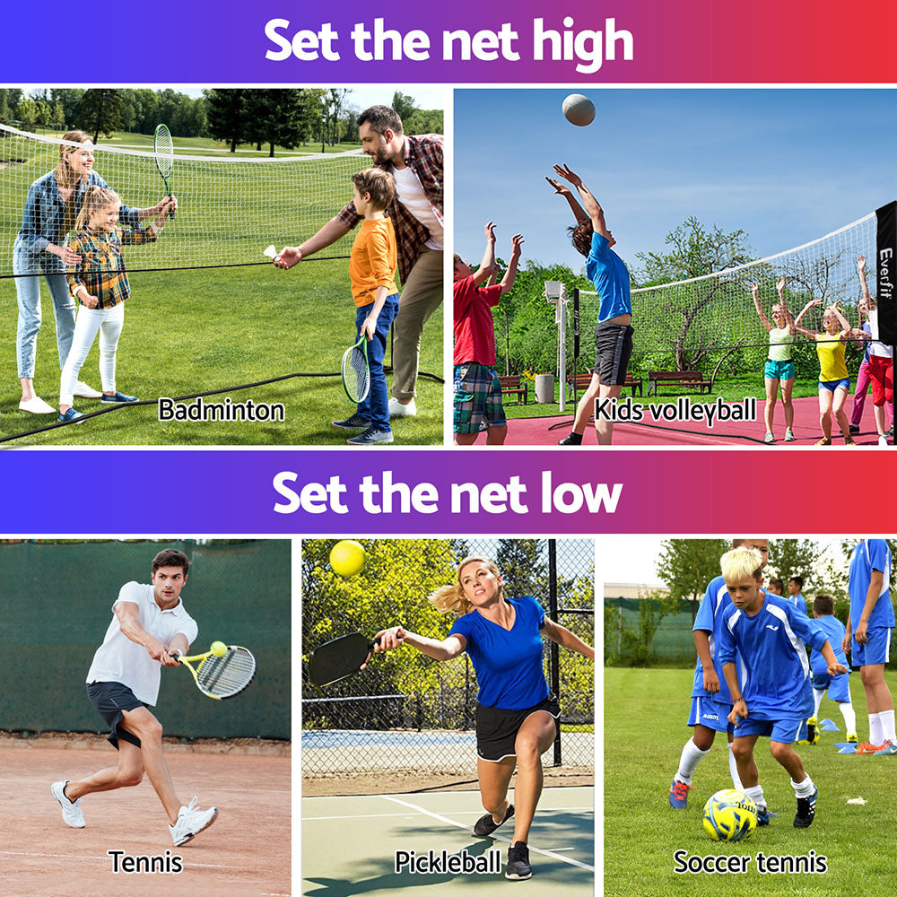 Everfit 3.6M Badminton Tennis Net Portable Volleyball Kit Adjustable Height Everfit