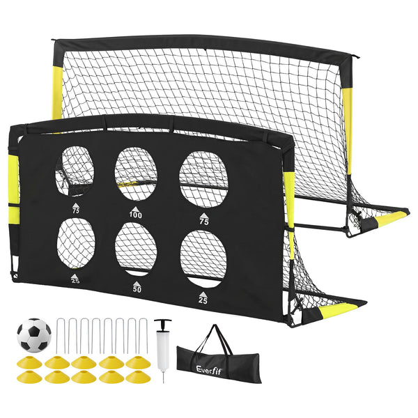 Everfit Pop Up Soccer Goals 2 Piece Set Target Net Kids Indoor Outdoor Awezingly
