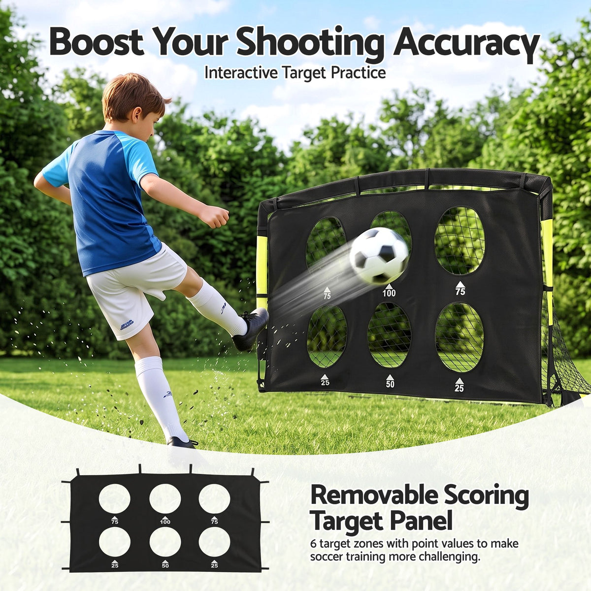 Everfit Pop Up Soccer Goals 2 Piece Set Target Net Kids Indoor Outdoor Awezingly