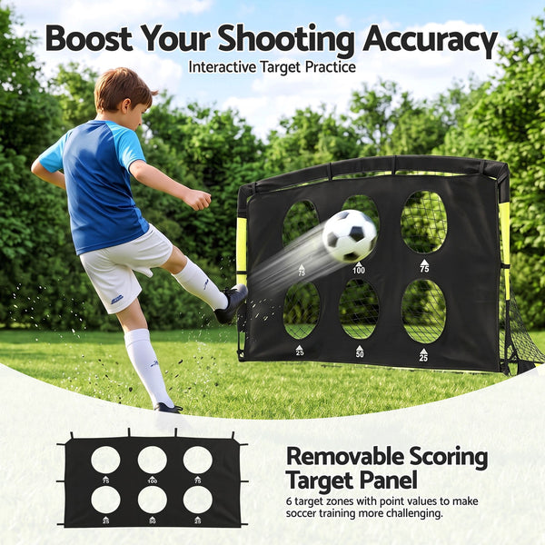 Everfit Pop Up Soccer Goals 2 Piece Set Target Net Kids Indoor Outdoor Awezingly
