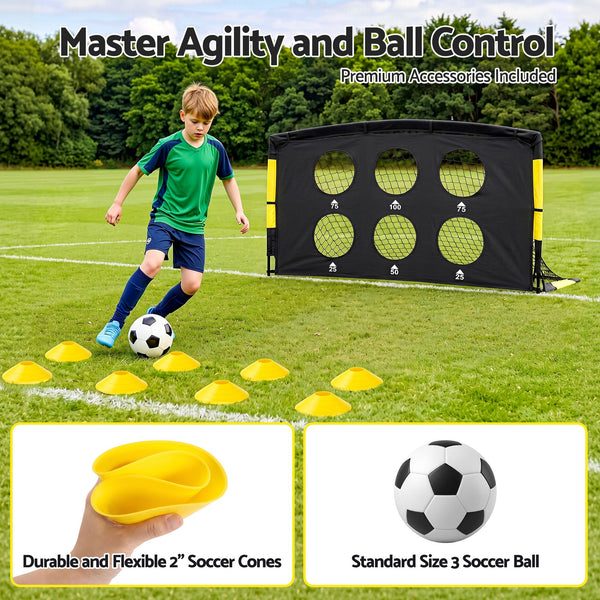 Everfit Pop Up Soccer Goals 2 Piece Set Target Net Kids Indoor Outdoor Awezingly