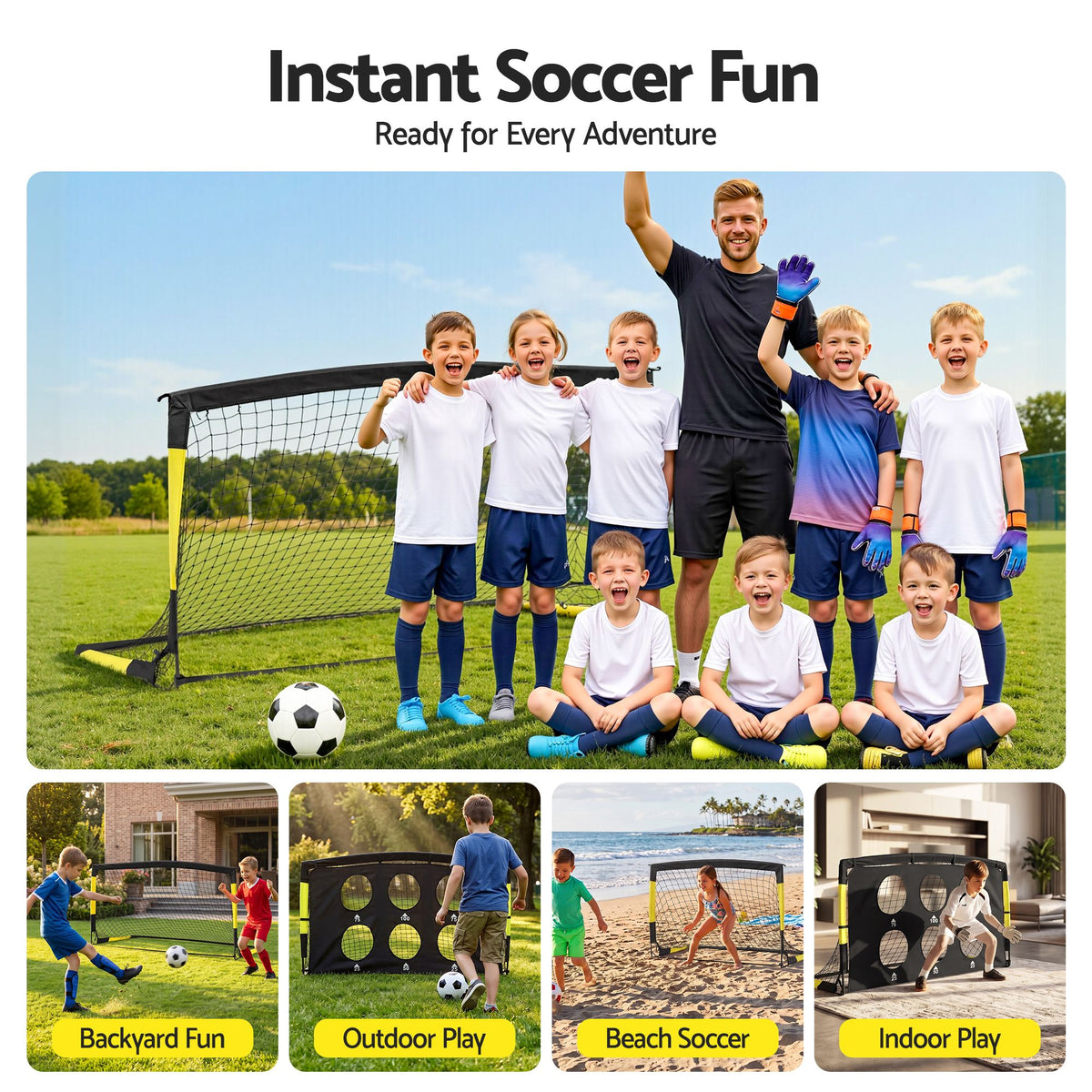 Everfit Pop Up Soccer Goals 2 Piece Set Target Net Kids Indoor Outdoor Awezingly