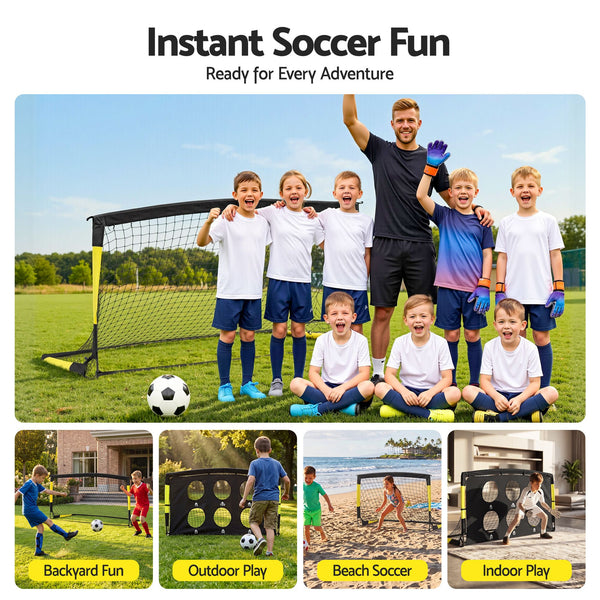 Everfit Pop Up Soccer Goals 2 Piece Set Target Net Kids Indoor Outdoor Awezingly