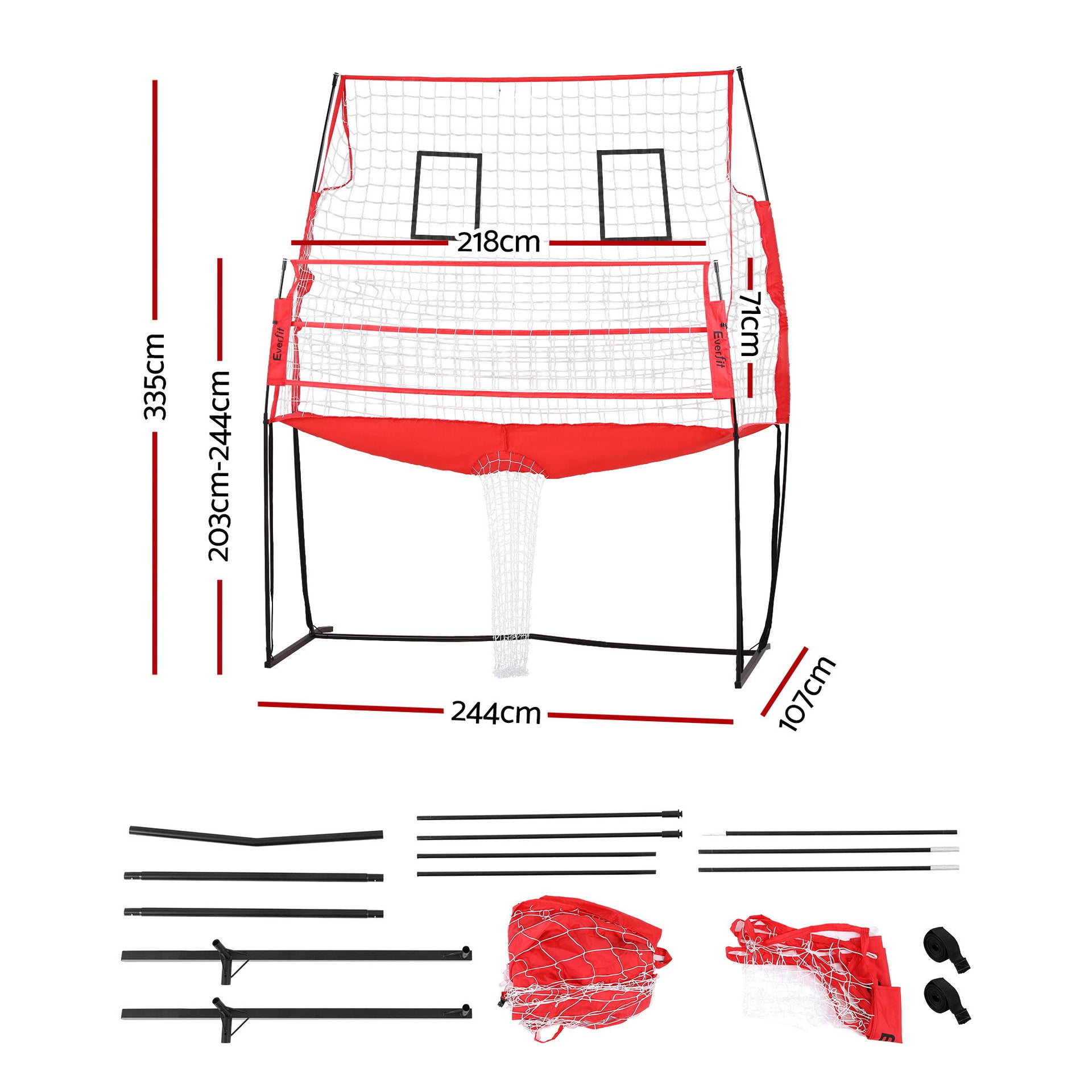 Everfit 8ft Volleyball Net Training Equipment Adjustable Height Portable with Ball and Bag Everfit