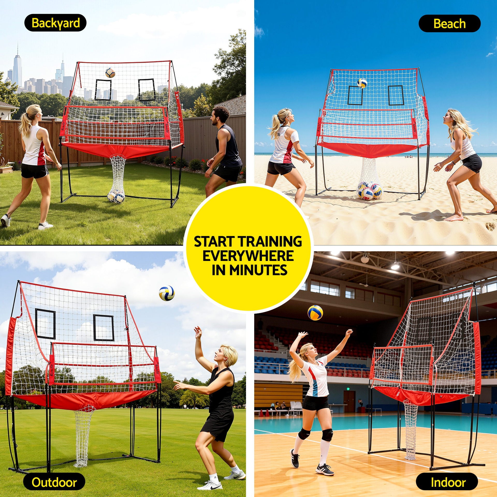 Everfit 8ft Volleyball Net Training Equipment Adjustable Height Portable with Ball and Bag Everfit