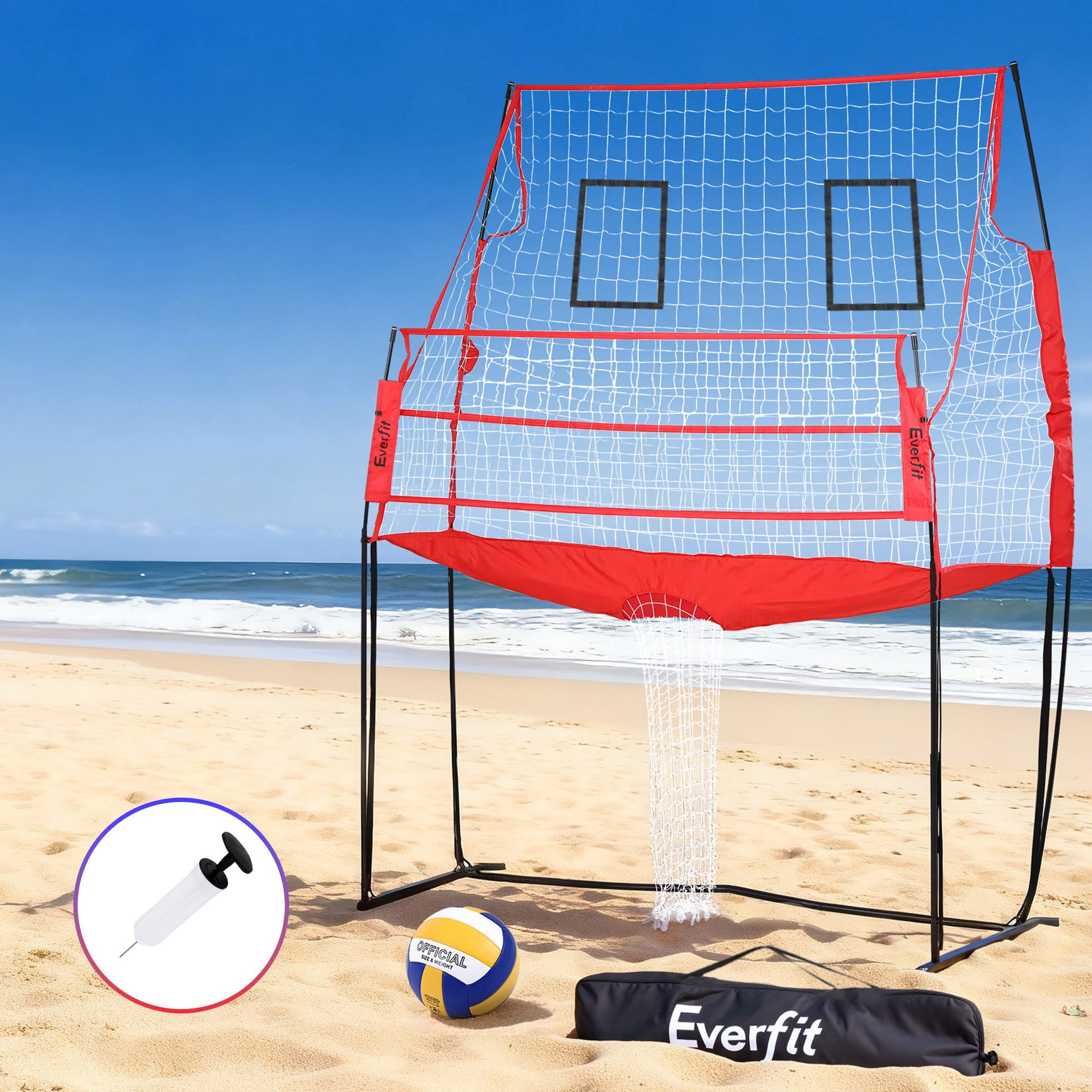 Everfit 8ft Volleyball Net Training Equipment Adjustable Height Portable with Ball and Bag Everfit