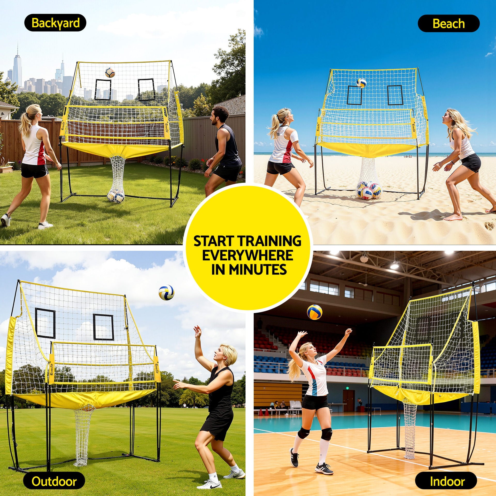 Everfit 8ft Volleyball Net Free-standing Adjustable Height Portable with Ball and Bag Awezingly