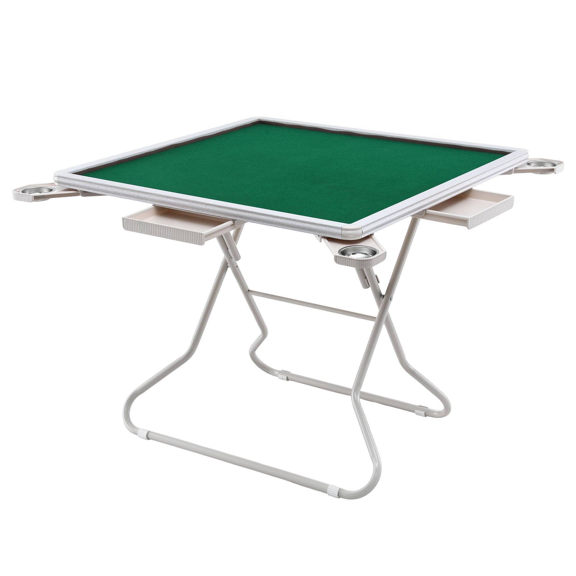 Folding Mahjong Table for Home with 4 Drawers and Cup Holders Green Unique