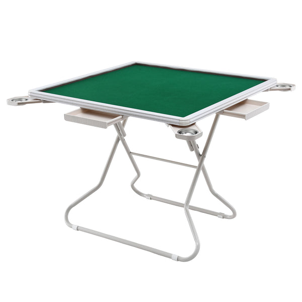Folding Mahjong Table for Home with 4 Drawers and Cup Holders Green Unique