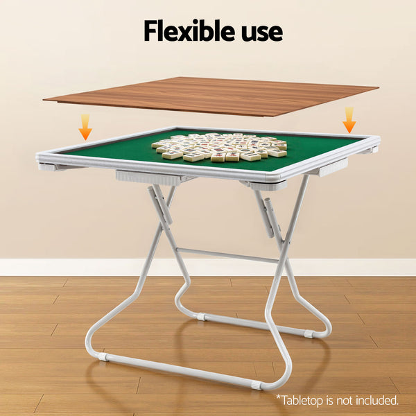 Folding Mahjong Table for Home with 4 Drawers and Cup Holders Green Unique