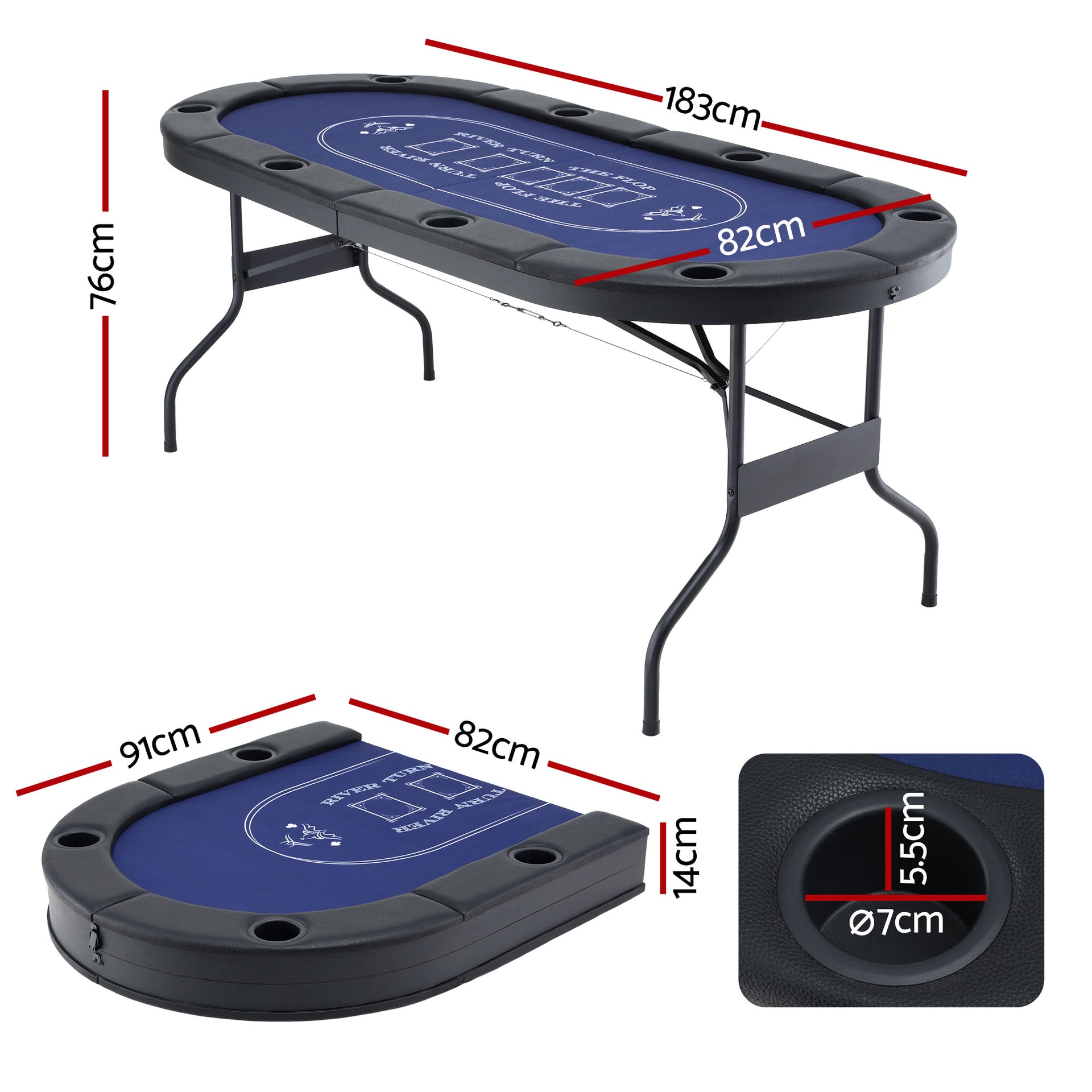 Poker Table Top Folding Poker Table 8 Player 183cm Unique