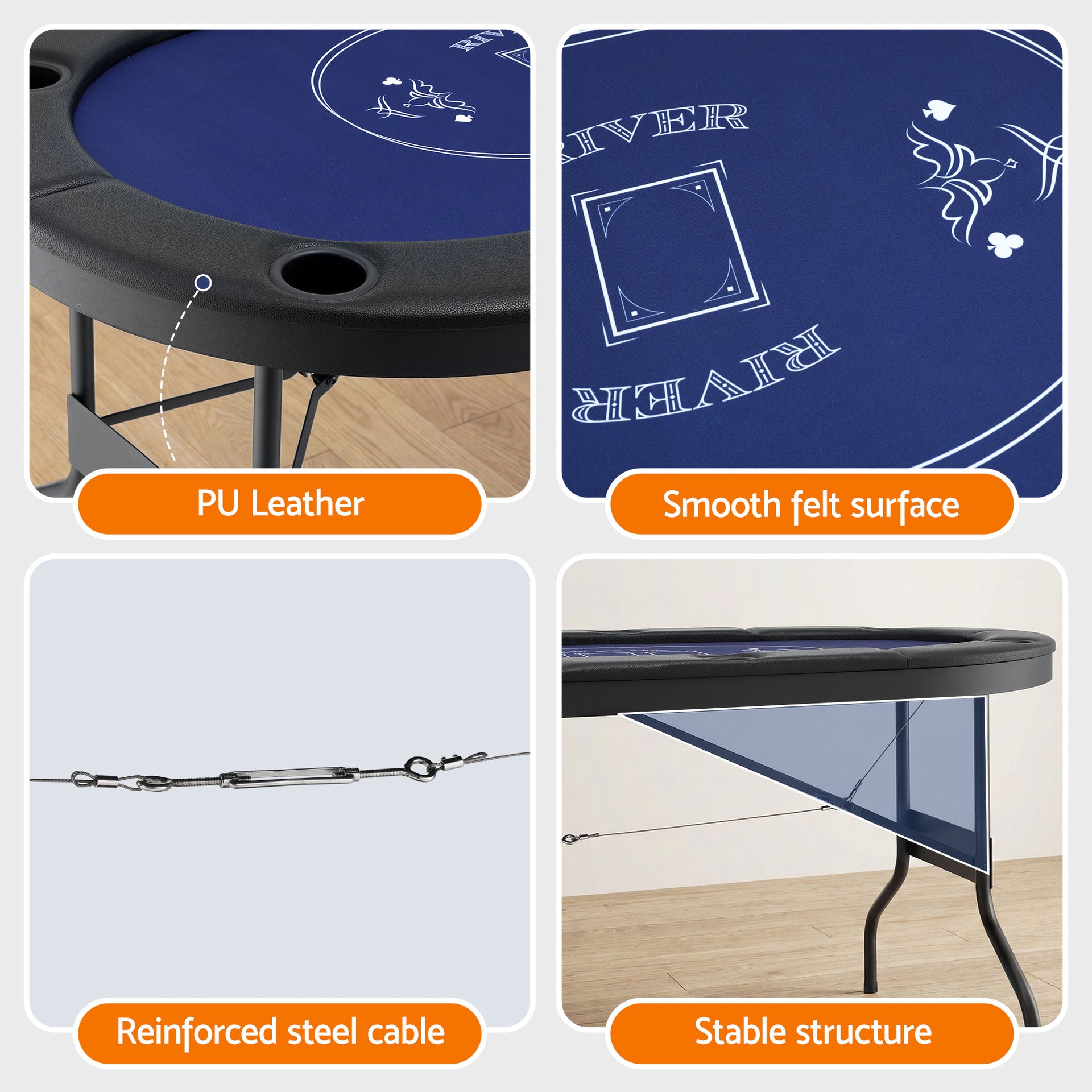 Poker Table Top Folding Poker Table 8 Player 183cm Unique