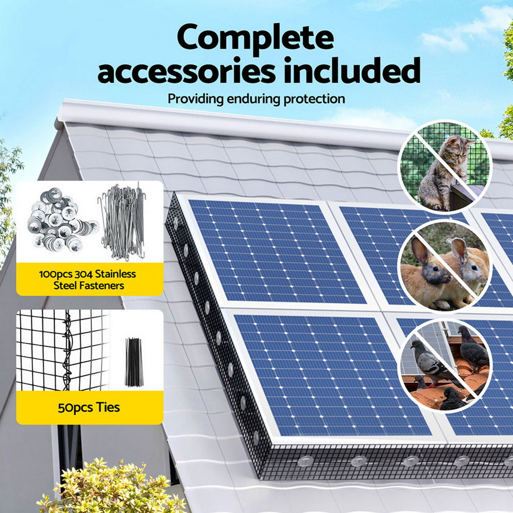 Gardeon 20cm x 30M Solar Panel Bird Guard Mesh Critter Guard Roll Kit with Rust-Proof PVC Coating Gardeon