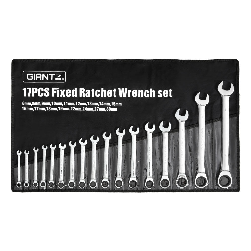 Giantz 17pcs Ratchet Spanner Set Metric 6MM-30MM Giantz