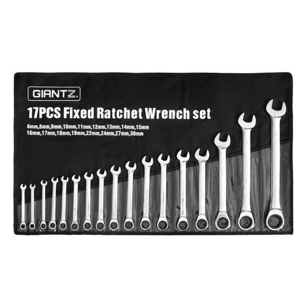 Giantz 17pcs Ratchet Spanner Set Metric 6MM-30MM Giantz