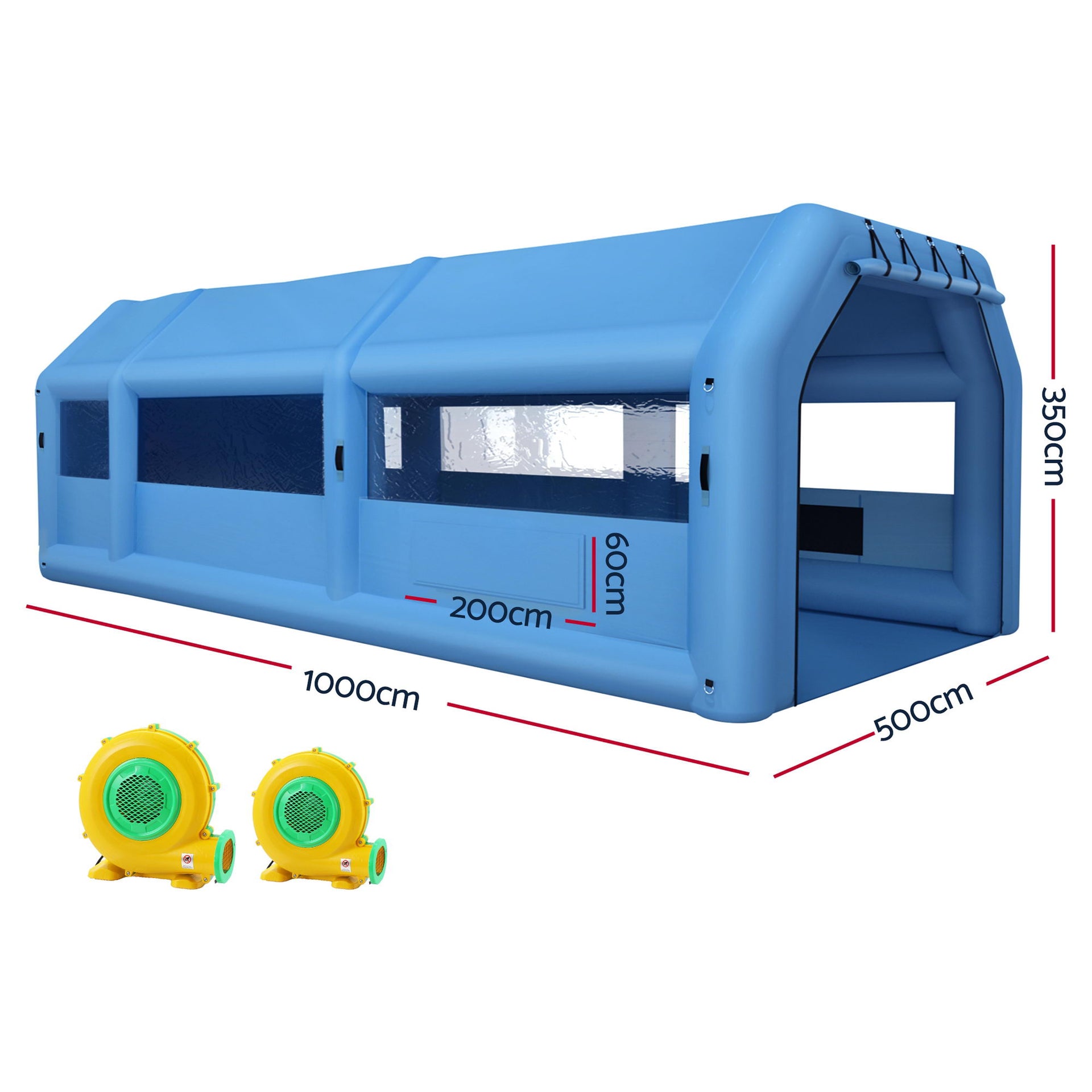 Giantz Inflatable Spray Booth Car Paint Tent 1000X500X350cm 2 Blowers Filter Mobile Garage Workstation Awezingly