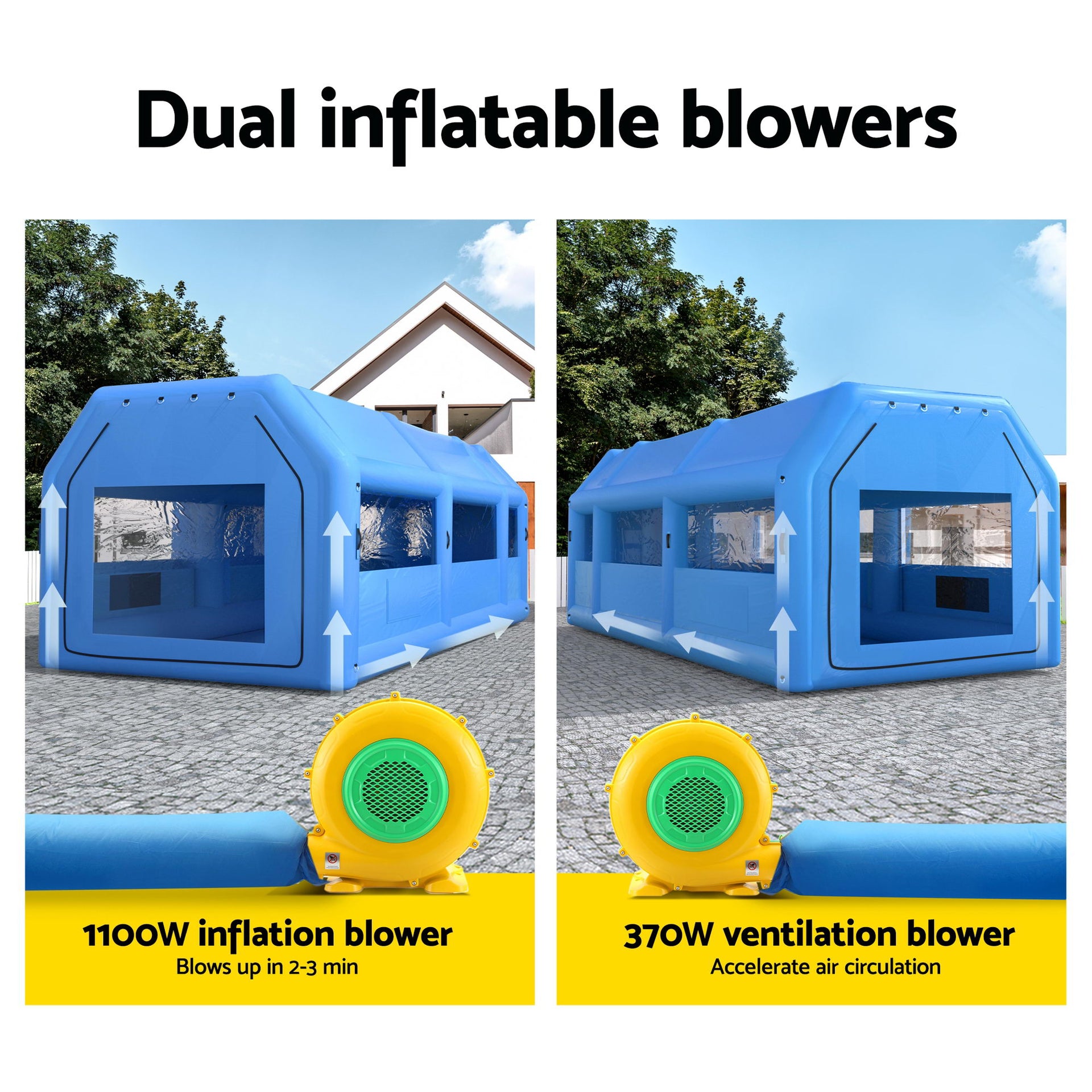 Giantz Inflatable Spray Booth Car Paint Tent 1000X500X350cm 2 Blowers Filter Mobile Garage Workstation Awezingly