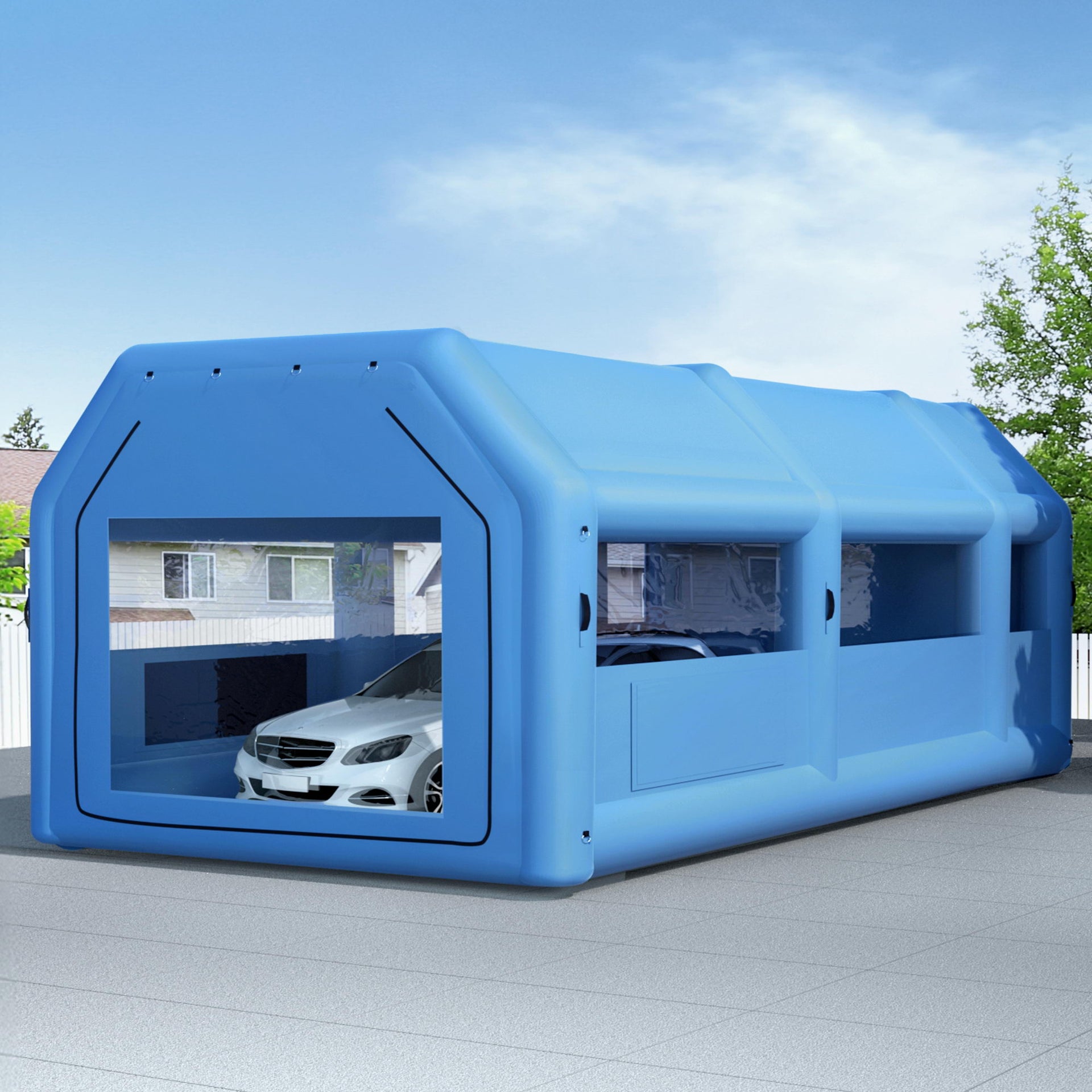 Giantz Inflatable Spray Booth Car Paint Tent 1000X500X350cm 2 Blowers Filter Mobile Garage Workstation Awezingly