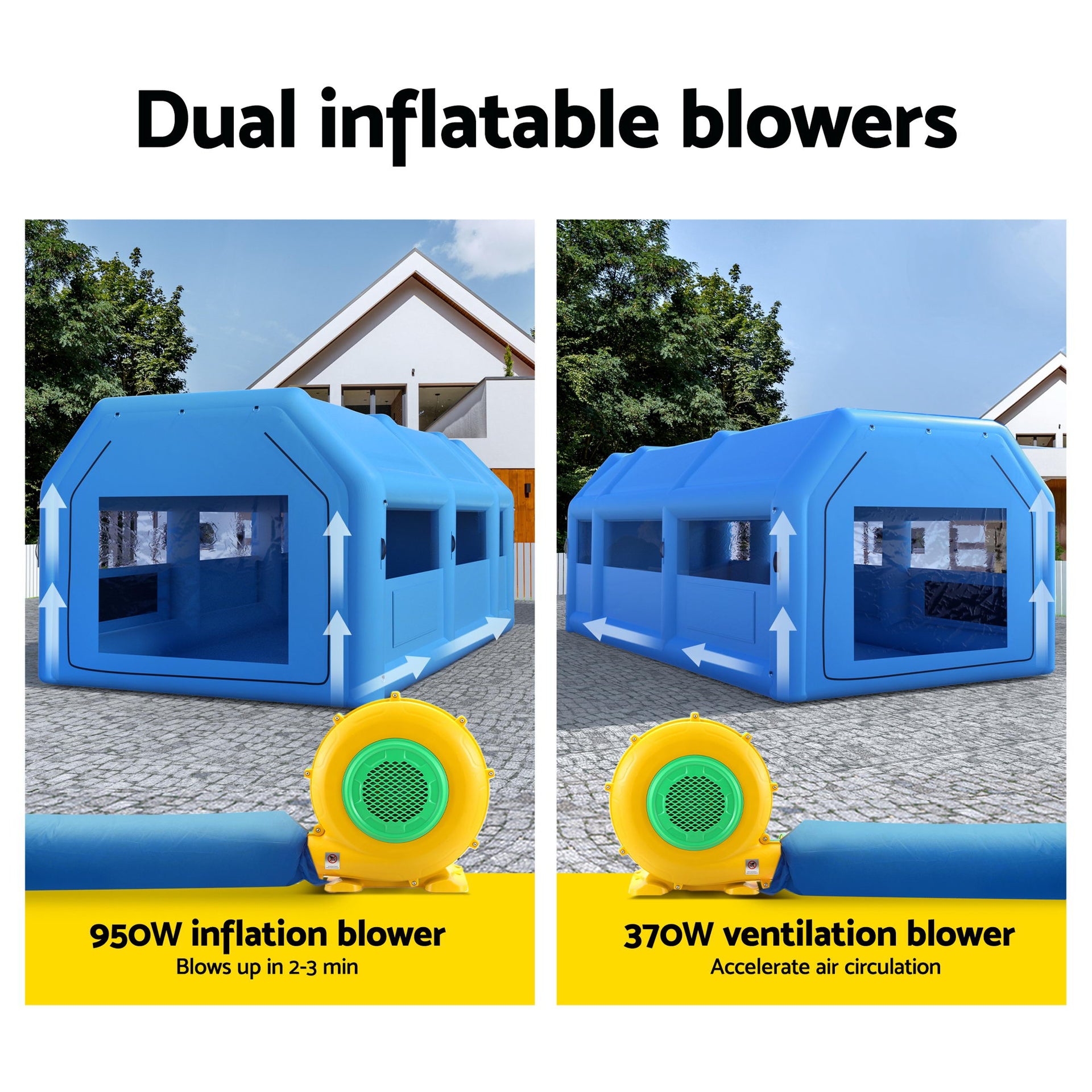 GIANTZ Inflatable Spray Booth Car Paint Tent 8.5x4.8m 2 Blowers Filter Mobile Garage Workstation Awezingly