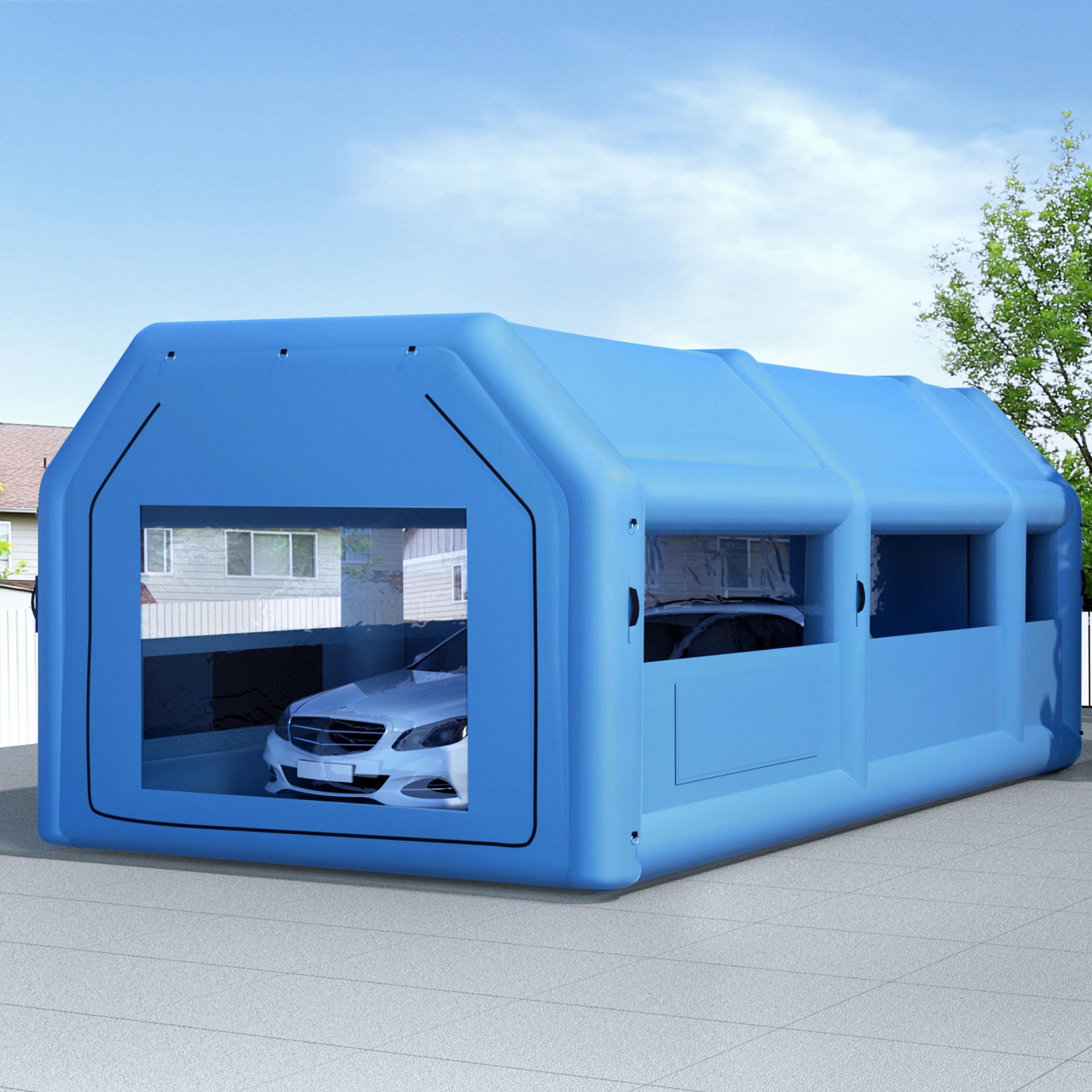 GIANTZ Inflatable Spray Booth Car Paint Tent 8.5x4.8m 2 Blowers Filter Mobile Garage Workstation Awezingly