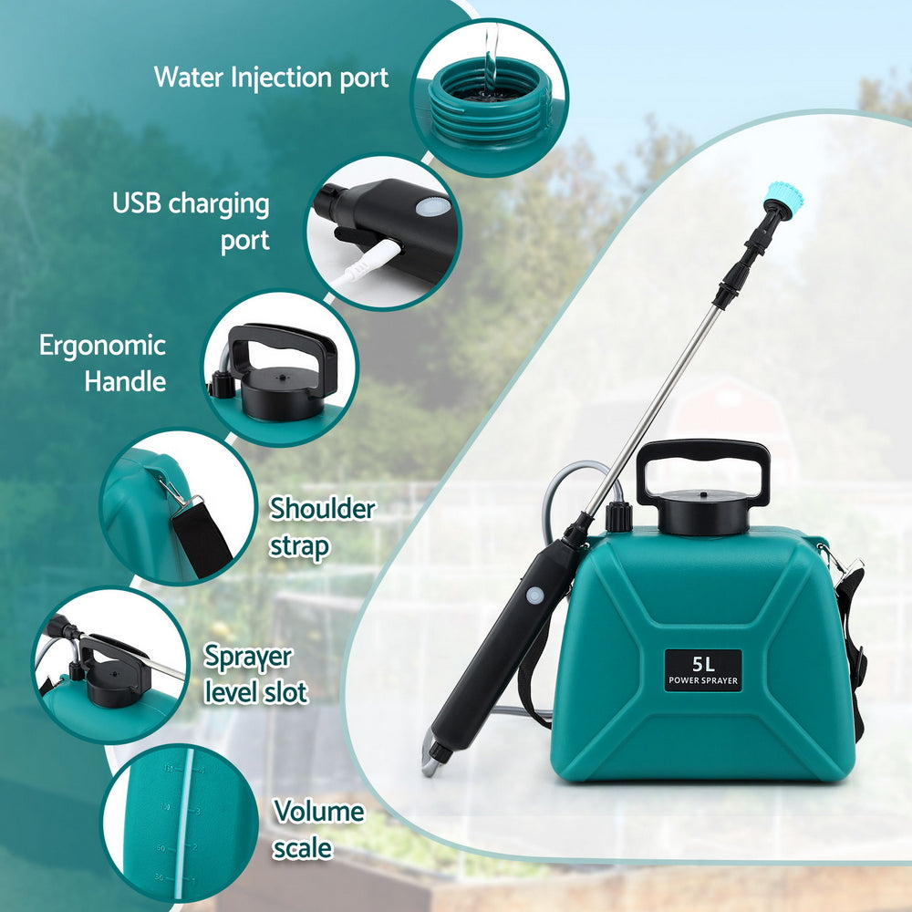 Giantz Weed Sprayer Garden Sprayer USB Charging Electric Shoulder Sprayer 5L Giantz