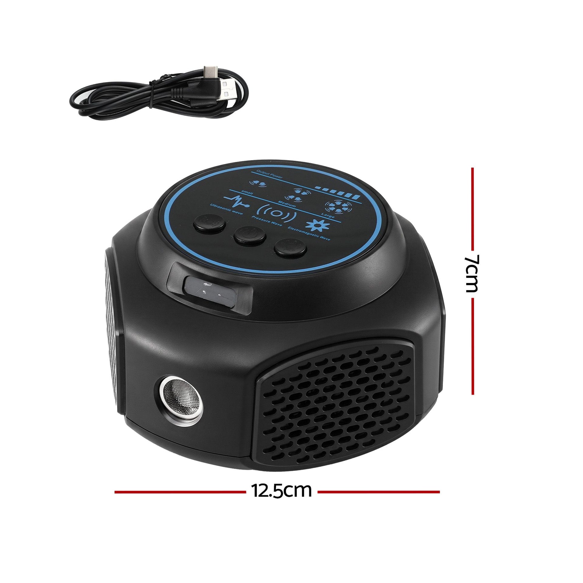 Gardeon Ultrasonic Rat Repeller 360 Degree 4 Modes Pest Repeller Black Devanti