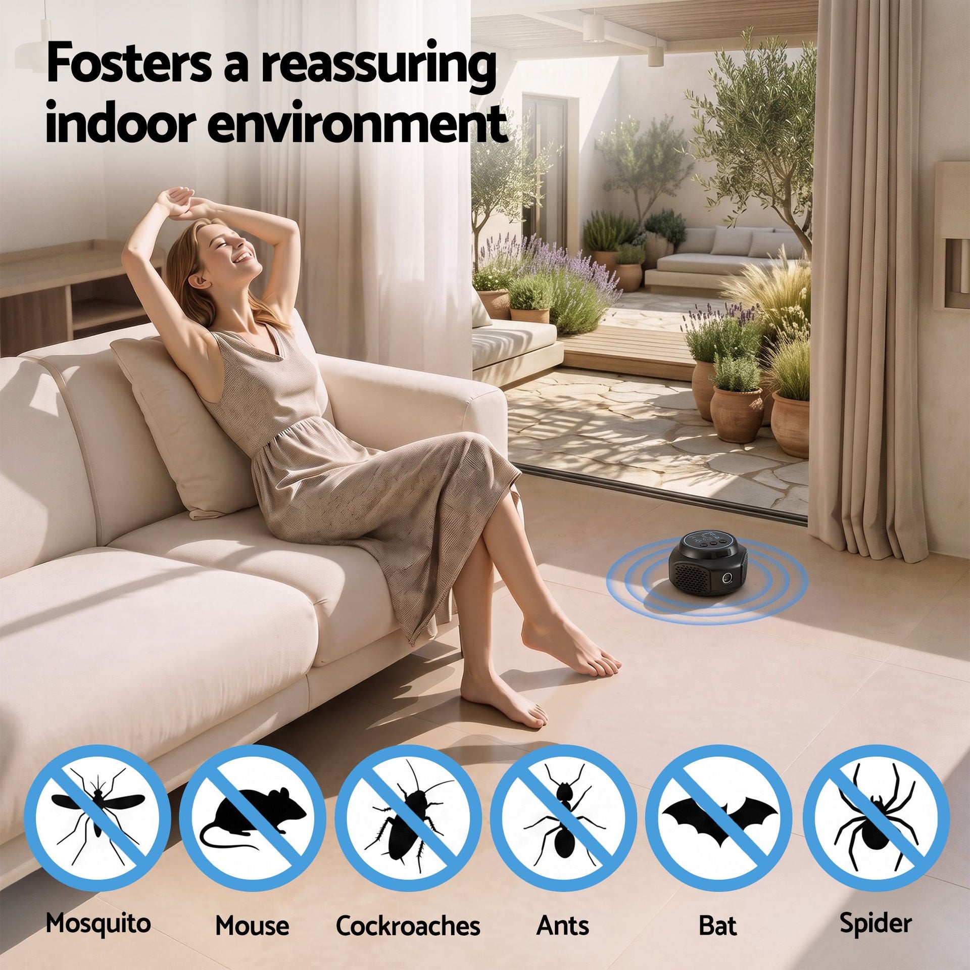 Gardeon Ultrasonic Rat Repeller 360 Degree 4 Modes Pest Repeller Black Awezingly