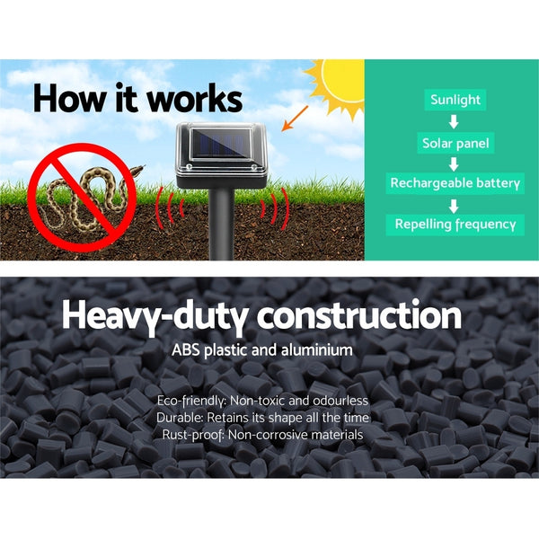 Gardeon Snake Repeller 20X Ultrasonic Solar Powered Gardeon