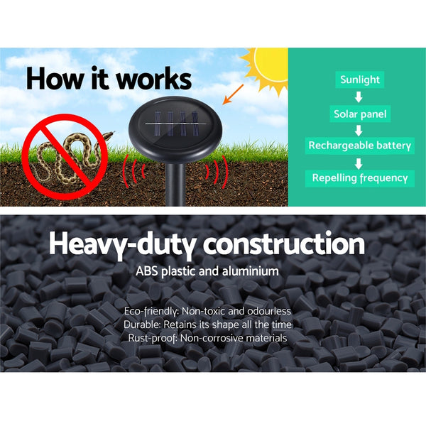 Gardeon Snake Repeller 4X Ultrasonic Solar Powered Gardeon