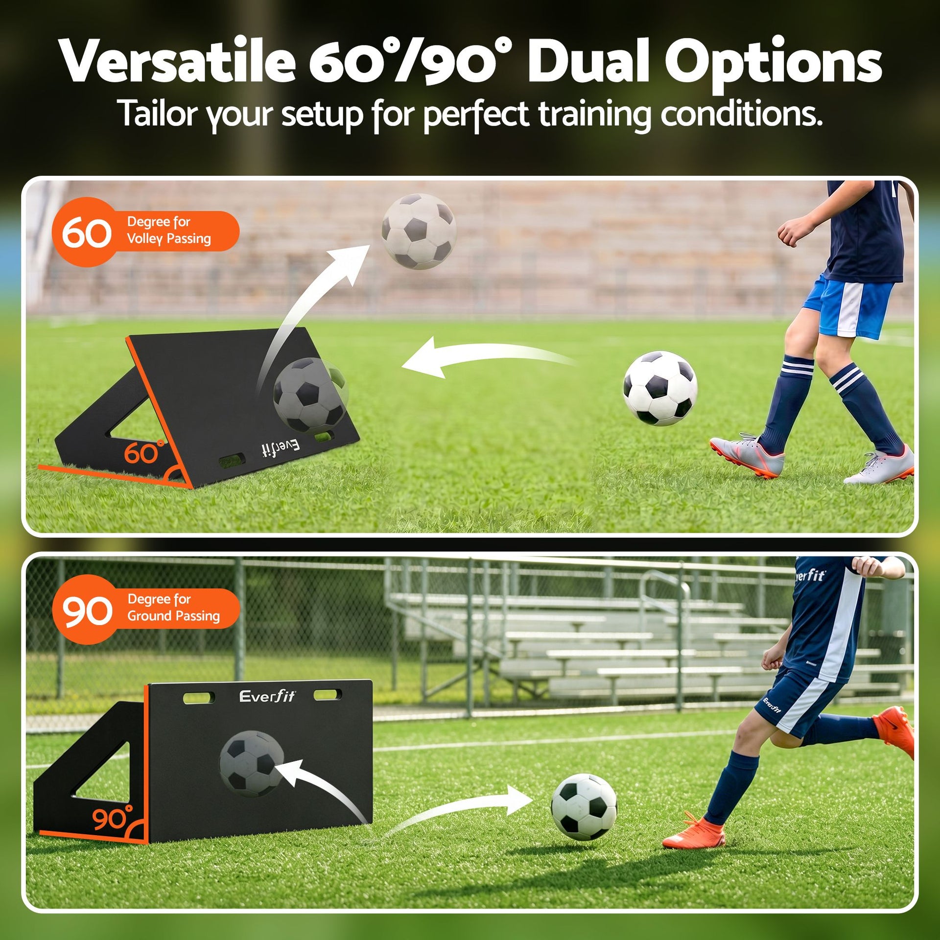 Everfit Soccer Rebounder Board 80cm x 30cm Football Rebound Wall with 2 Angles Everfit