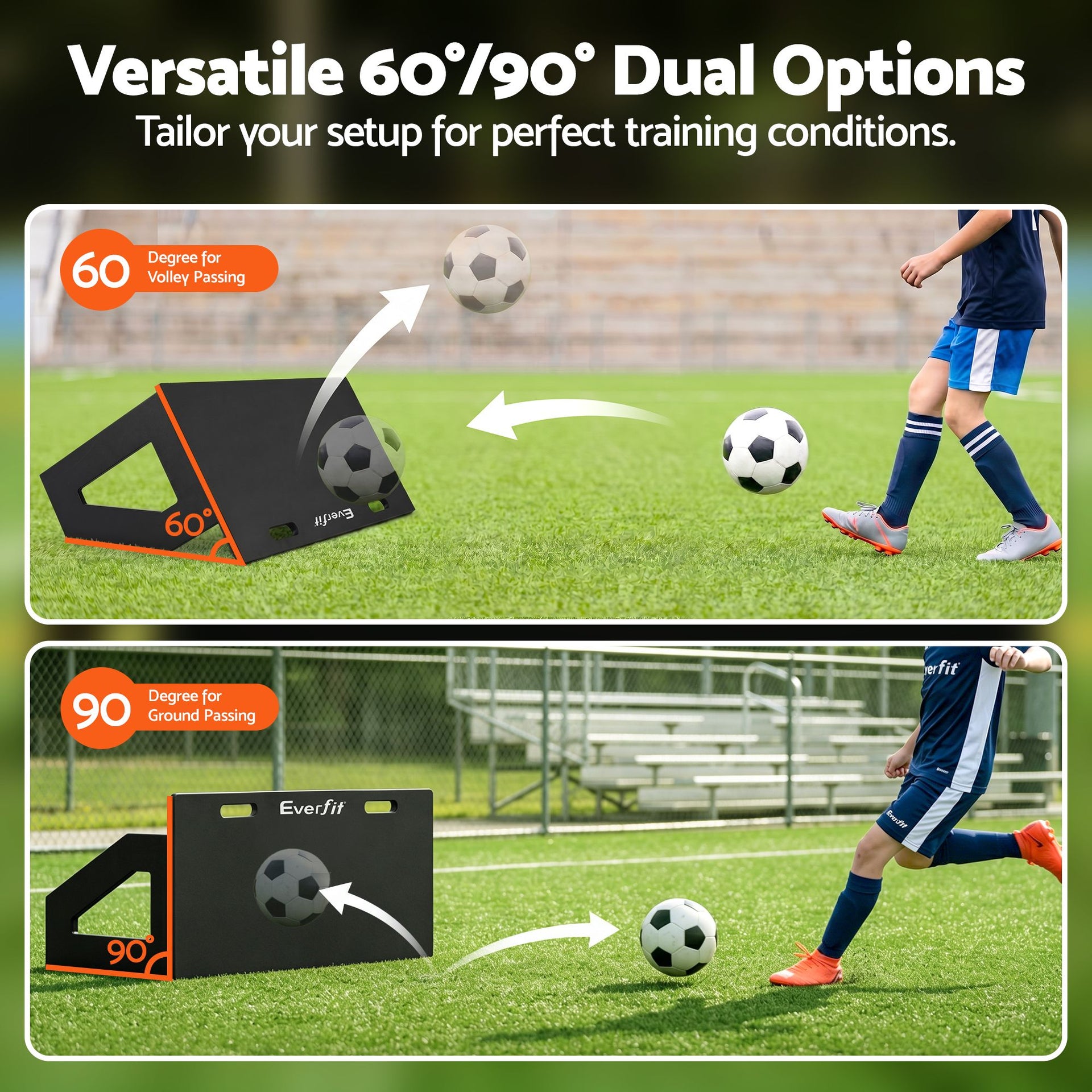 Everfit Soccer Rebounder Board 100x40cm Football Rebound Wall with 2 Angles Everfit