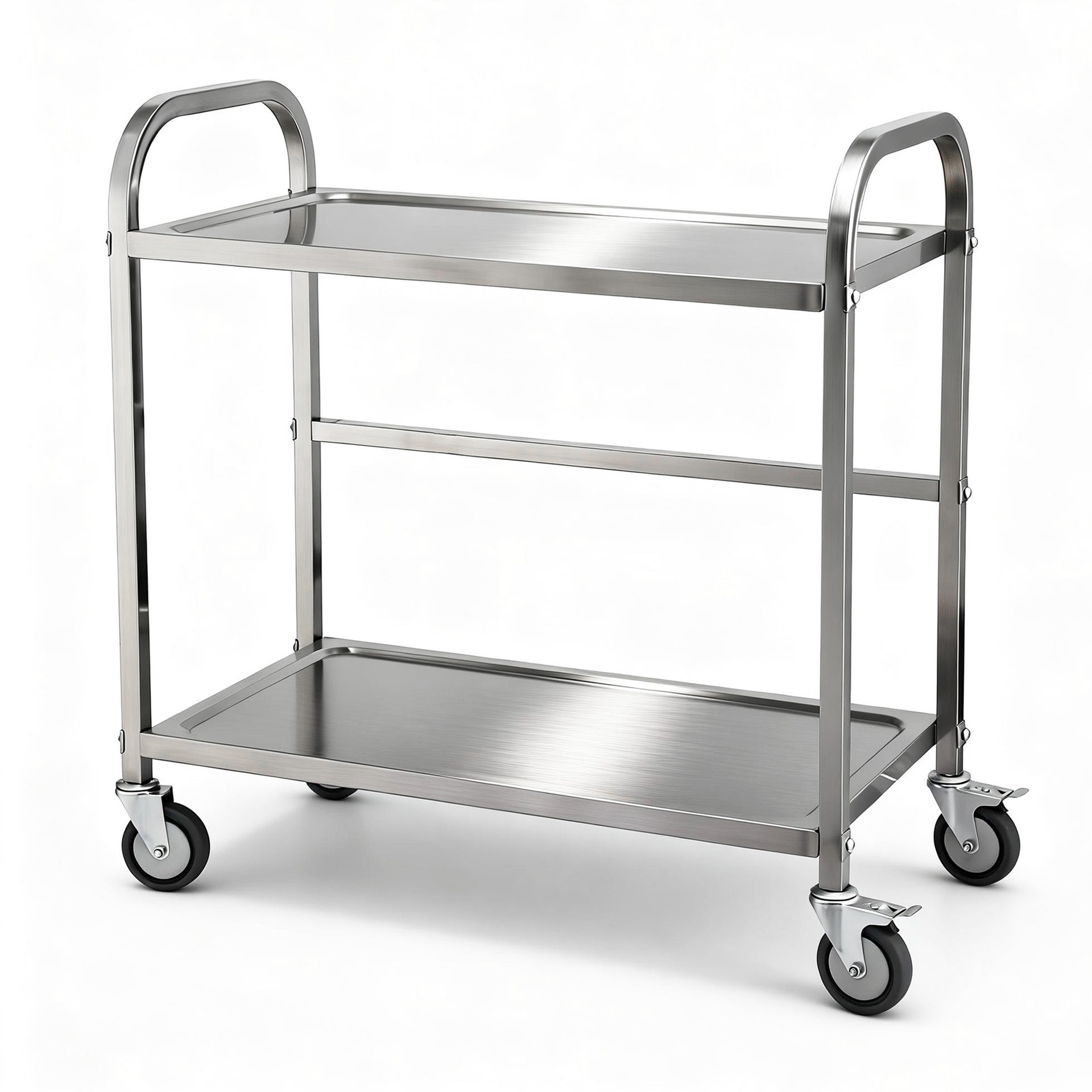 Cefito 2-Tier Stainless Steel Kitchen Trolley with Wheels 84x56x98cm Awezingly
