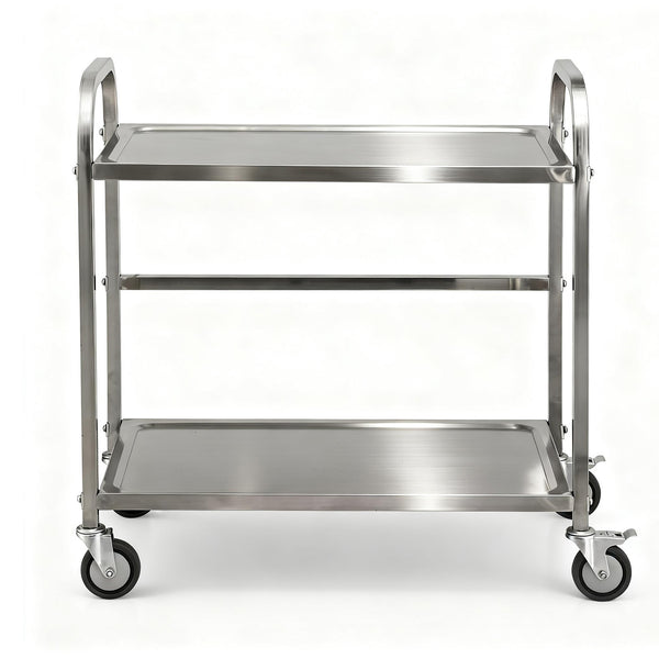 Cefito 2-Tier Stainless Steel Kitchen Trolley with Wheels 84x56x98cm Awezingly