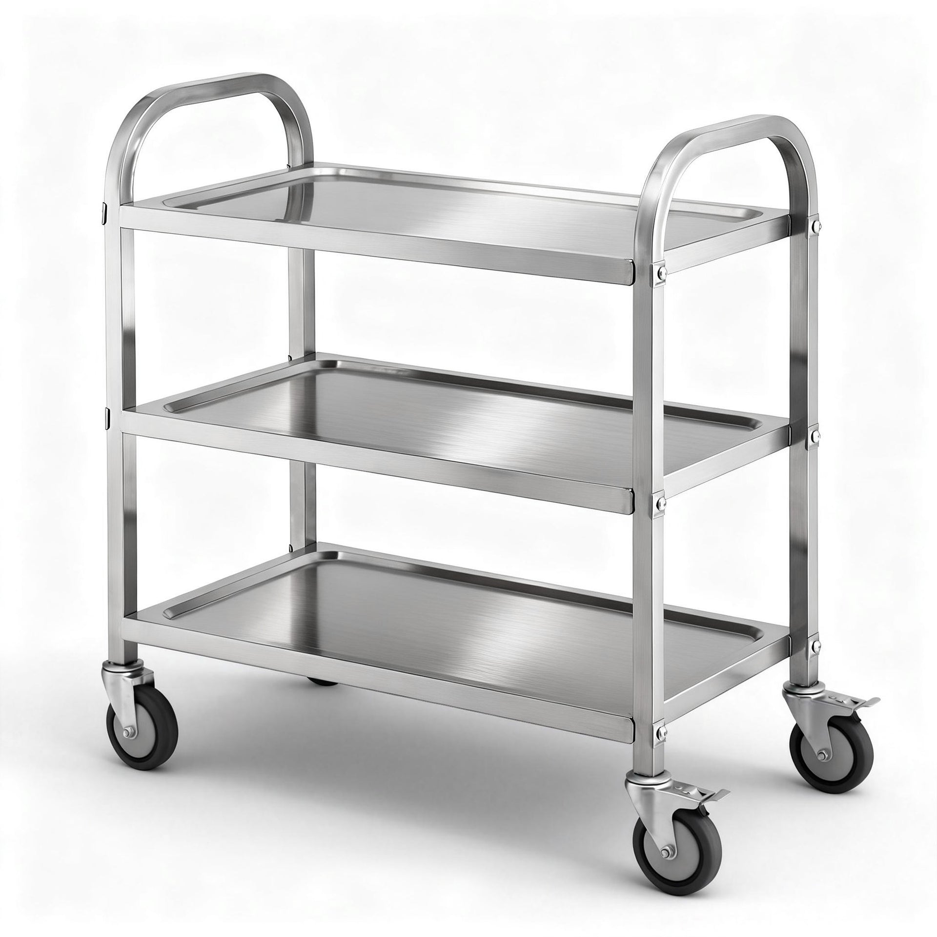 Cefito 3-Tier Stainless Steel Kitchen Trolley with Wheels 89X50X83cm Awezingly