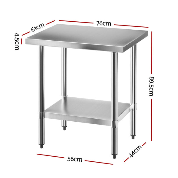 Cefito Stainless Steel Kitchen Bench Work Table 610 x760MM 430 Awezingly