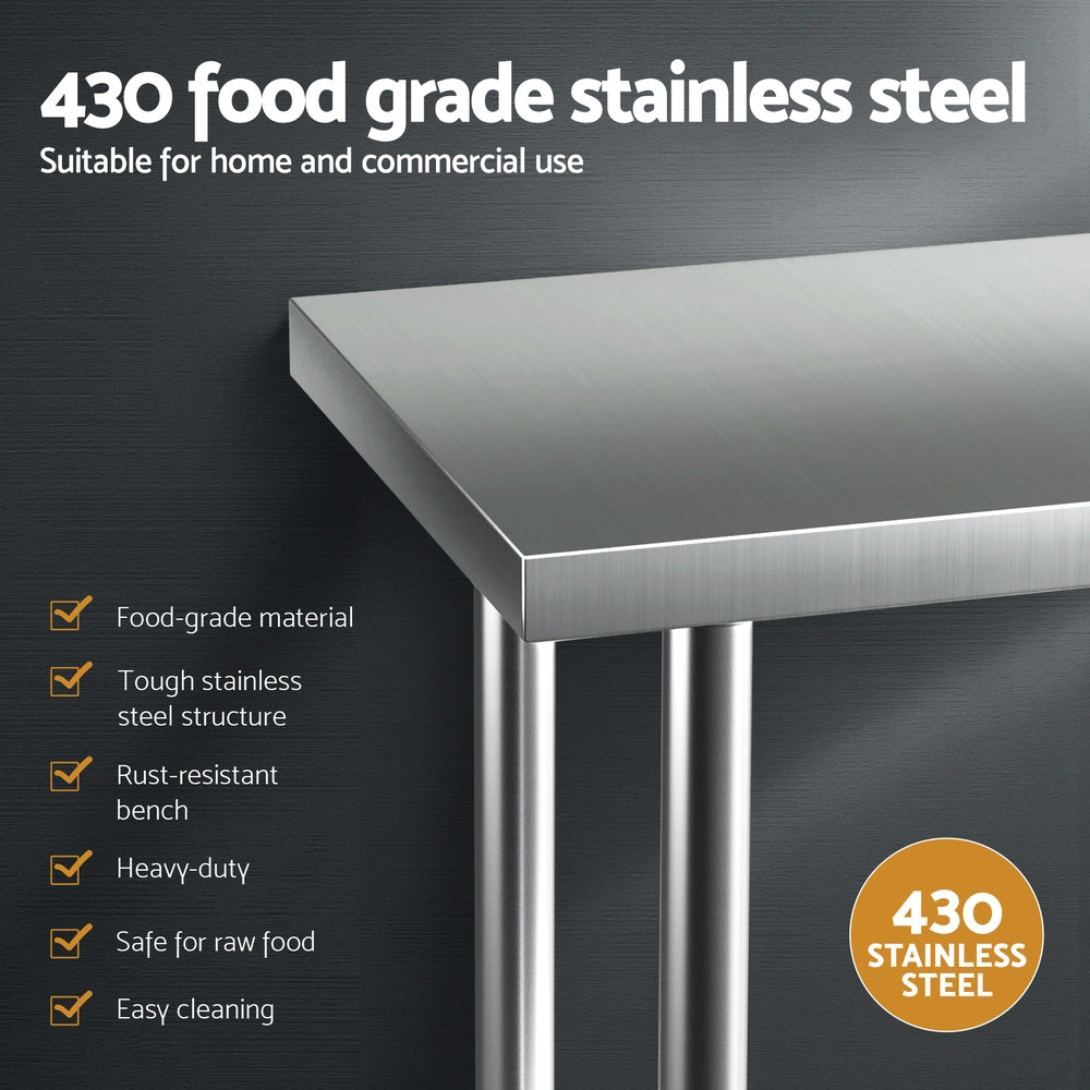 Cefito Stainless Steel Kitchen Bench Work Table 610 x760MM 430 Awezingly