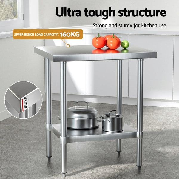 Cefito Stainless Steel Kitchen Bench Work Table 610 x760MM 430 Awezingly