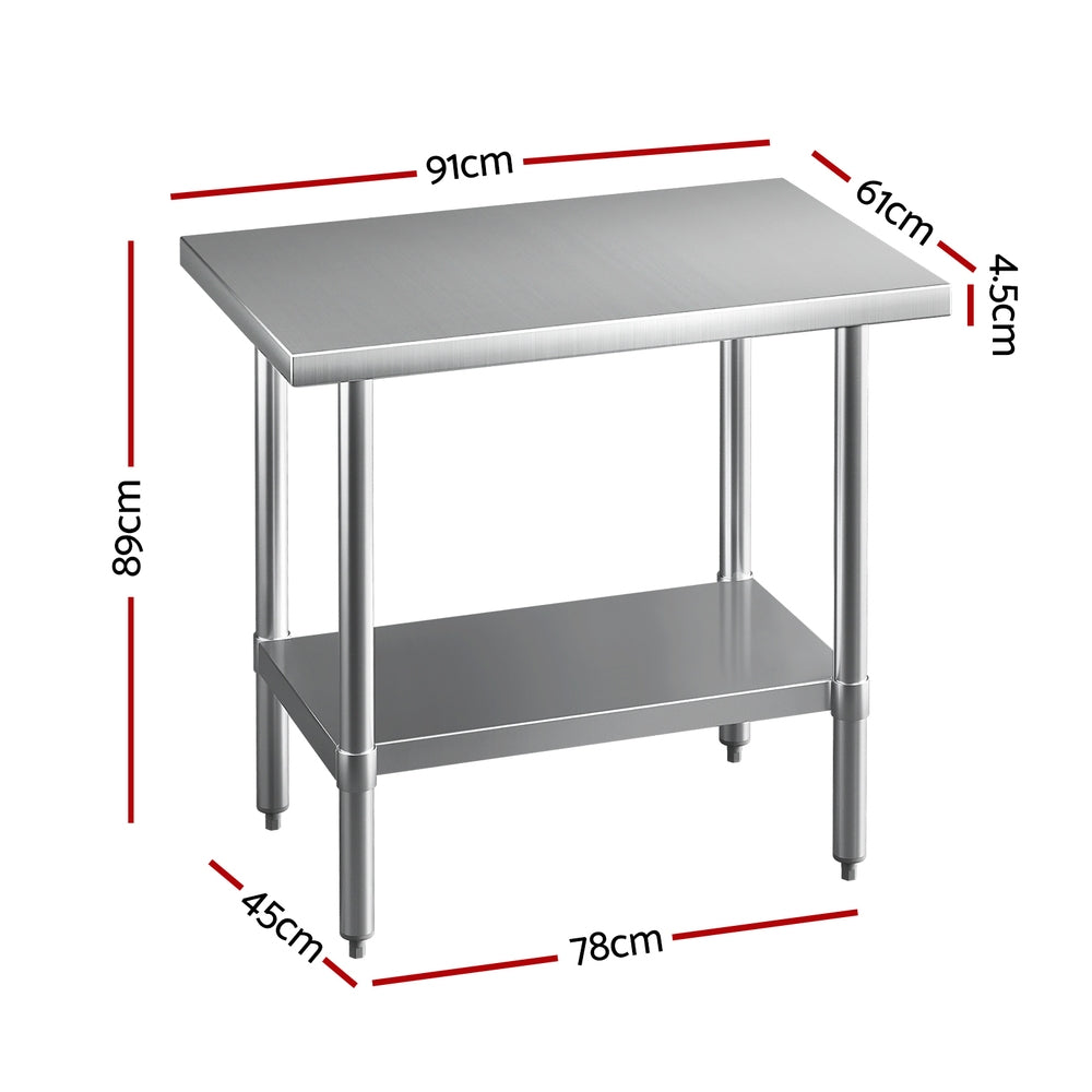 Cefito Stainless Steel Kitchen Benches Work Bench 910x610mm 430 Cefito