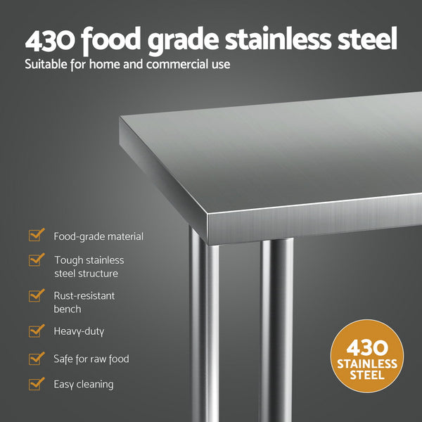 Cefito Stainless Steel Kitchen Benches Work Bench 910x610mm 430