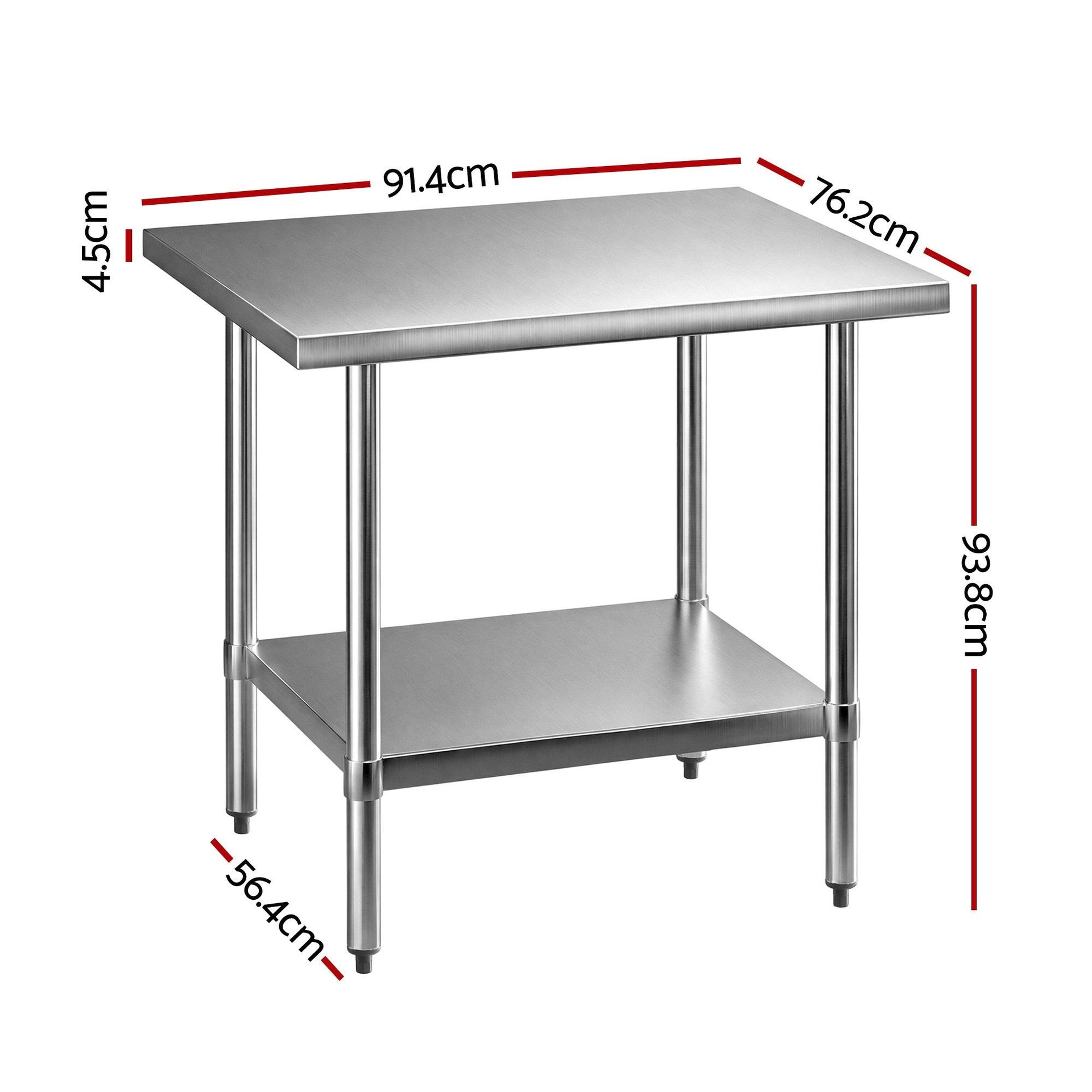Cefito 914x762mm Stainless Steel Kitchen Bench 430 Cefito