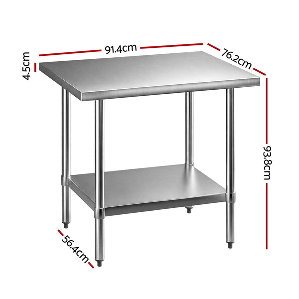 Cefito 914x762mm Stainless Steel Kitchen Bench 430 Cefito