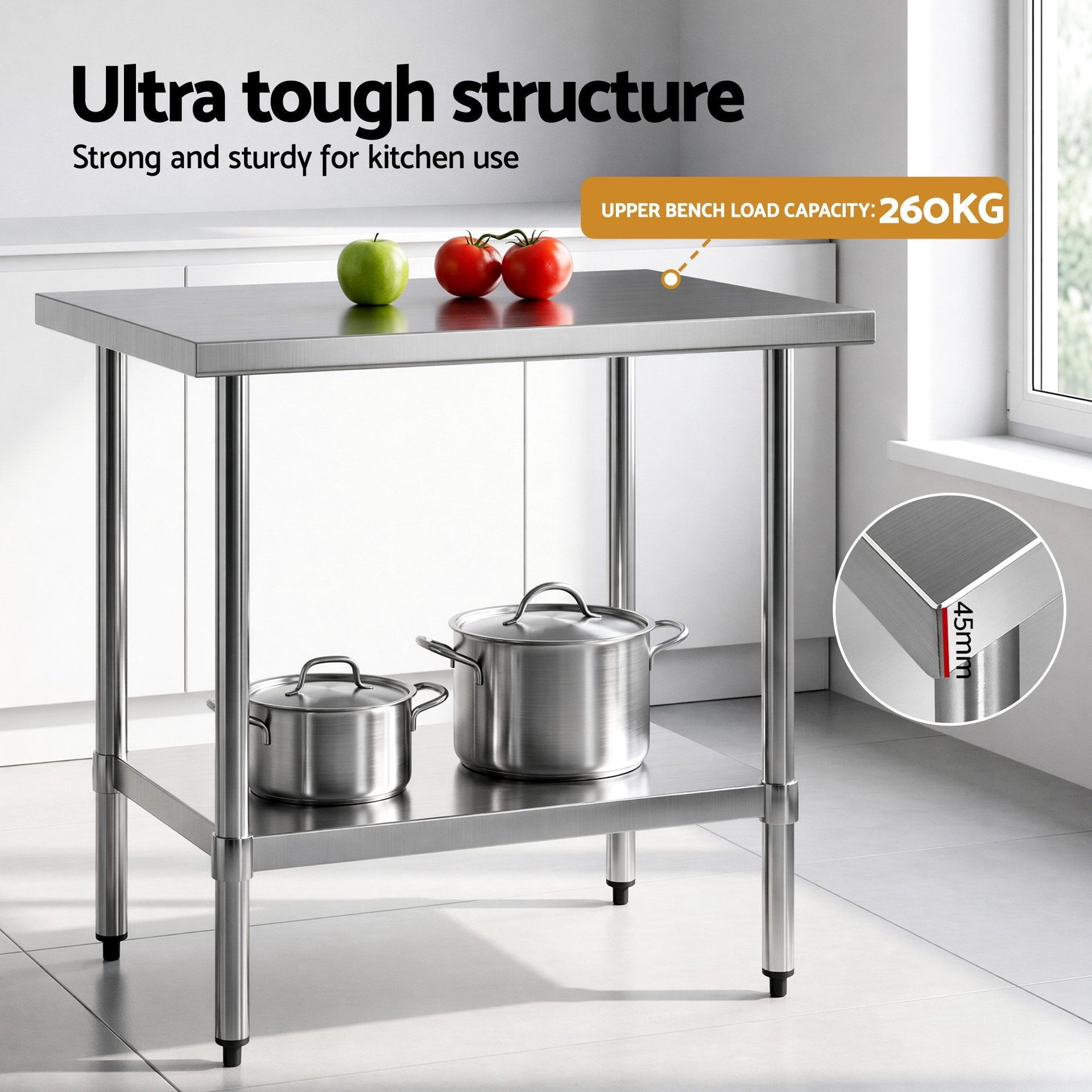 Cefito 914x762mm Stainless Steel Kitchen Bench 430 Cefito