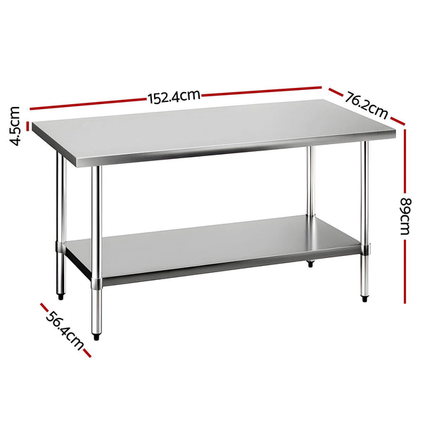 Cefito 1524x762mm Stainless Steel Kitchen Bench 430 Cefito